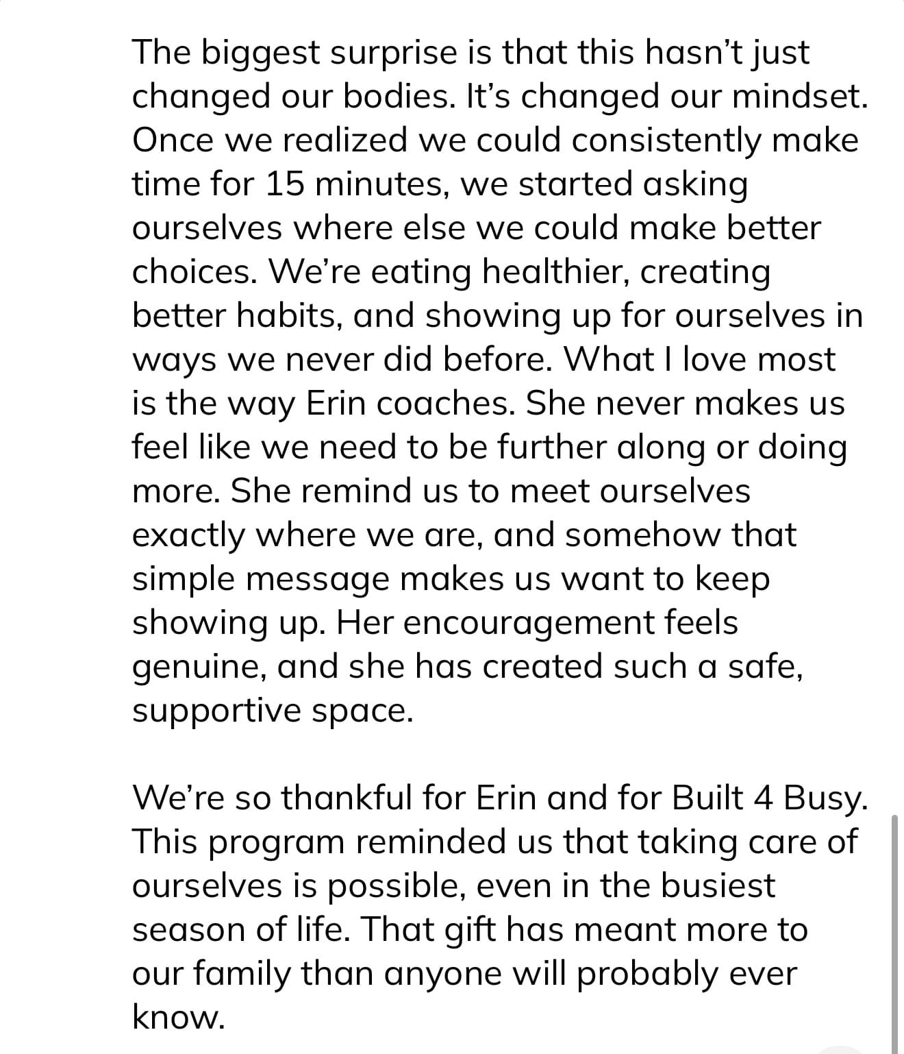 Built 4 Busy client testimonial screenshot 3